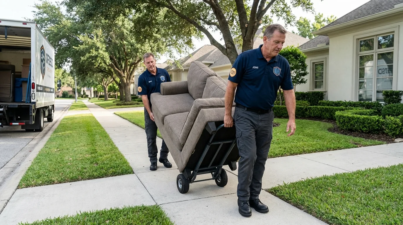 Local residential moving crew loading furniture in Strasburg, VA